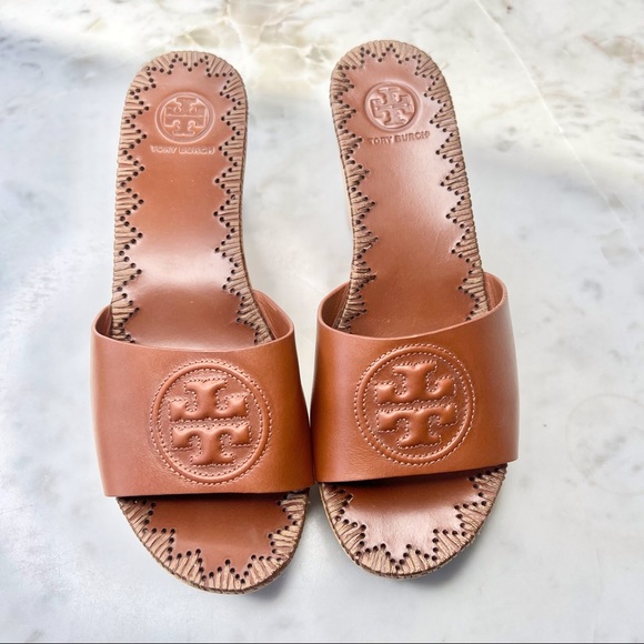 Tory Burch Patty 80mm Wedge Slide with Embossed logo~ Size 7 - Picture 3 of 13